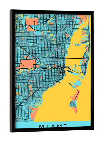 Poster mit schwarzem Rahmen "CityMap Miami" artboxONE - Städte / Weitere,Kartografie