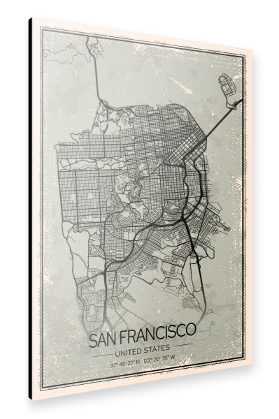 Alu-Dibond "City San Francisco Vintage" 30x20 cm artboxONE