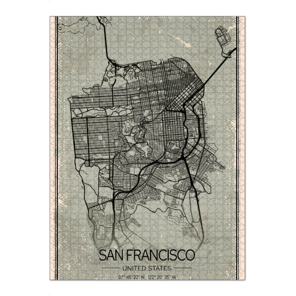 Puzzle Ravensburger "City San Francisco Vintage" artboxONE - Städte / San Francisco,Kartografie