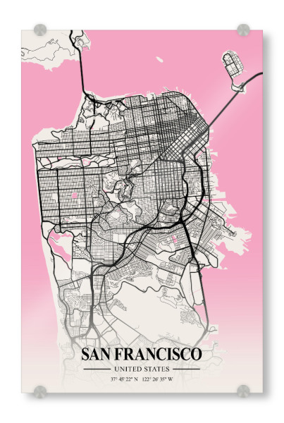 Acrylglasbild "San Francisco City Karte" artboxONE - Städte / San Francisco,Kartografie