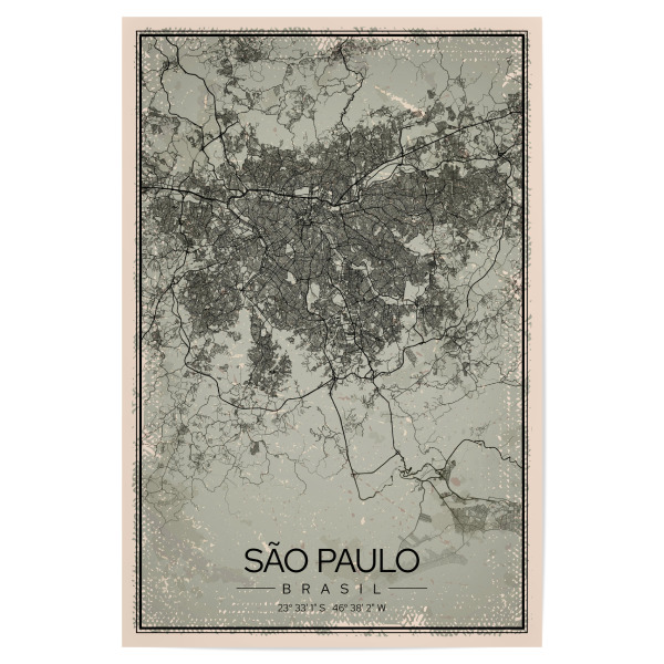 Poster 30x20 cm "Stadtplan Vintage São Paulo" artboxONE - Städte / Weitere,Kartografie