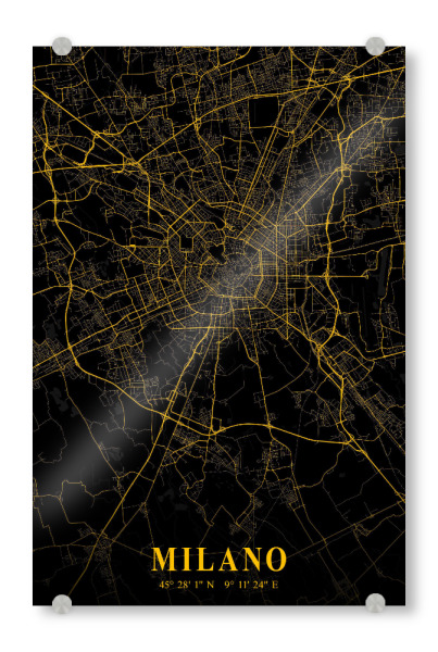 Acrylglasbild "Mailand als Stadtplan" artboxONE - Städte / Mailand,Kartografie