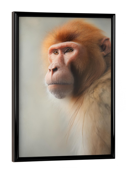 Poster mit schwarzem Rahmen "Nasenaffe" artboxONE - Natur,Tiere - Tier,Affe,Kunst,Leinwand,Säugetier,Affe,öl,Gemälde,Porträt,Rüssel,Western