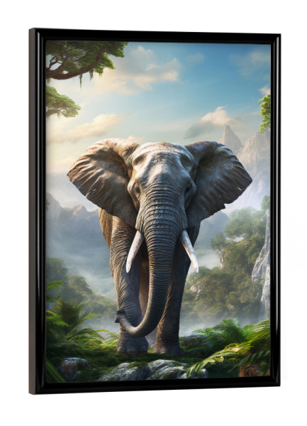 Poster mit schwarzem Rahmen "Elephant Mountains (matart)" artboxONE - Tiere
