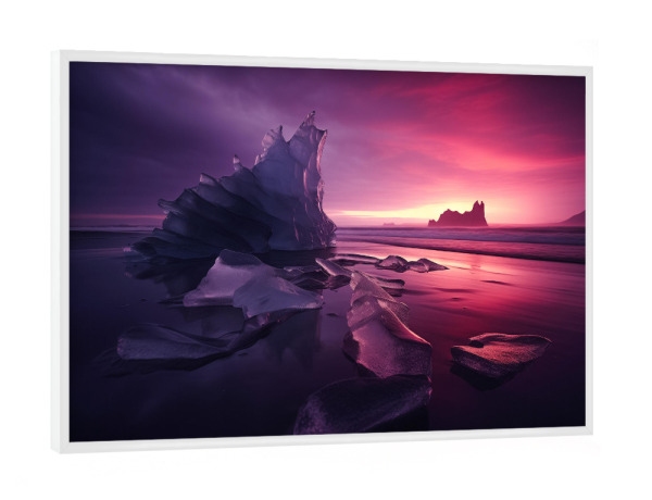 Poster mit weißem Rahmen "Eisblock bei Sonnenuntergang" artboxONE - Natur,Reise / Strand und Meer