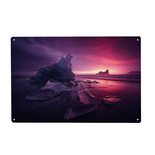 Holzbild "Eisblock bei Sonnenuntergang" artboxONE - Natur,Reise / Strand und Meer