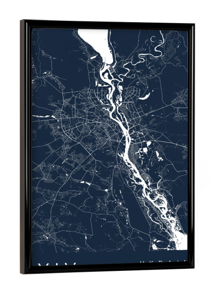 Poster mit schwarzem Rahmen "Kiev als Stadtplan" artboxONE - Städte / Weitere,Kartografie