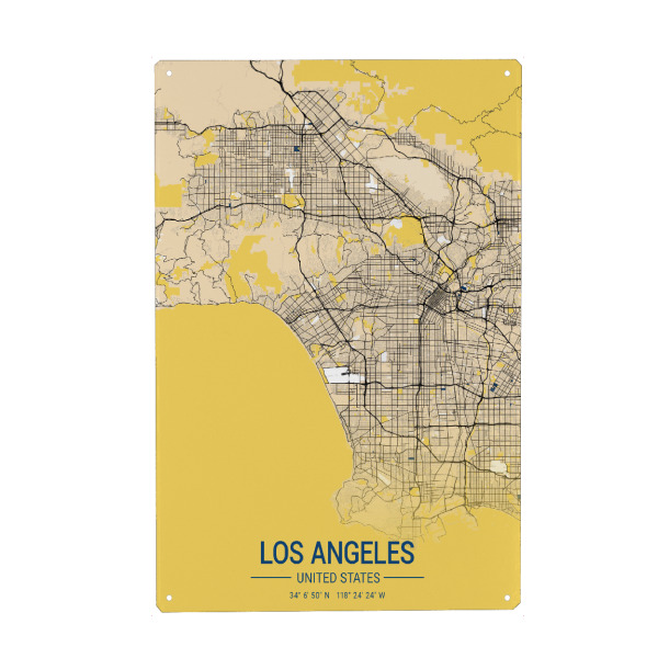 Holzbild "Stadtplan von LA Los Angeles" artboxONE - Städte / Los Angeles,Kartografie
