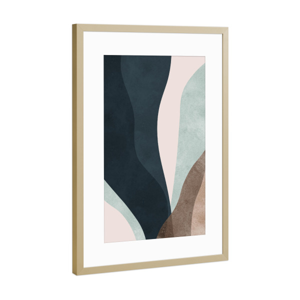 Poster mit Rahmen Gold "Abstrakte Boho-Striche A" artboxONE - Abstrakt,Geometrie