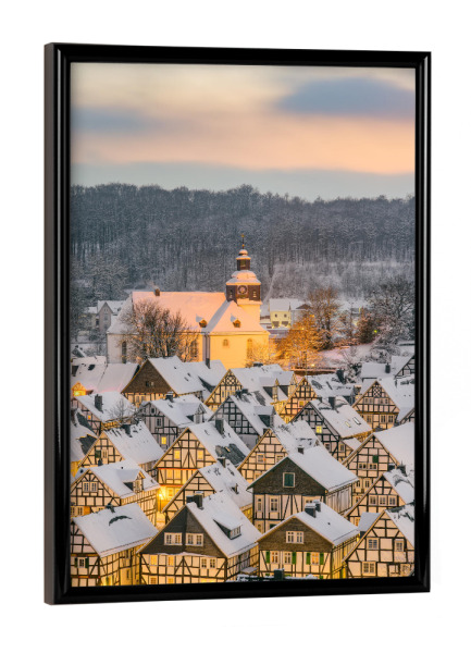 Poster mit schwarzem Rahmen "Freudenberg Winterabend" artboxONE - Städte,Reise,Architektur