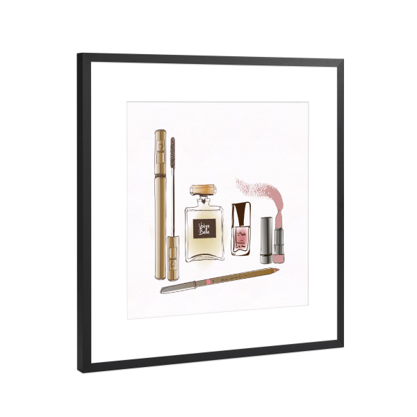 Poster mit Rahmen Schwarz (Metallic) "Beauty Is Skin Deep Sequel" artboxONE - Fashion - Parfüm,Lippenstift,Nagellack,Mascara
