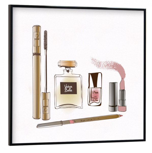 Poster mit schwarzem Rahmen 30x30 cm "Beauty Is Skin Deep Sequel" artboxONE - Fashion - Parfüm,Lippenstift,Nagellack,Mascara