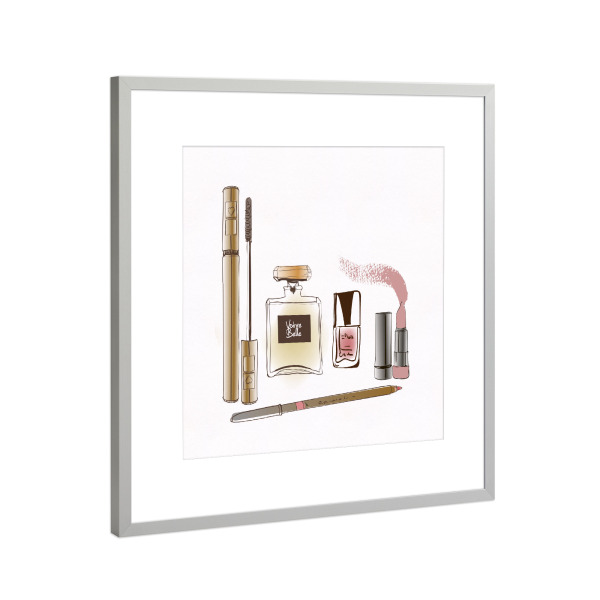 Poster mit Rahmen Silber "Beauty Is Skin Deep Sequel" artboxONE - Fashion - Parfüm,Lippenstift,Nagellack,Mascara