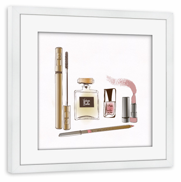 Poster mit Rahmen weiß "Beauty Is Skin Deep Sequel" artboxONE - Fashion - Parfüm,Lippenstift,Nagellack,Mascara