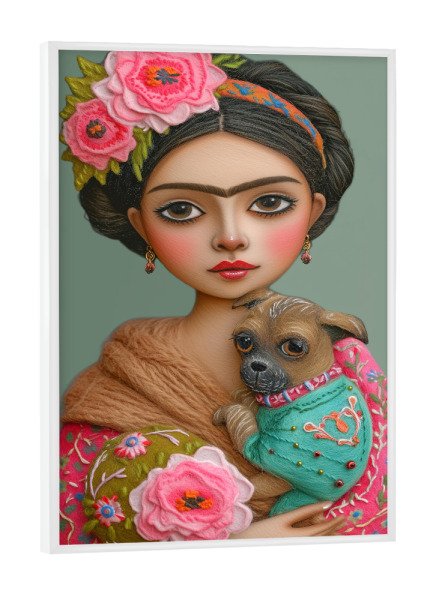 Poster mit weißem Rahmen "Sweet Frida" artboxONE - Floral,Tiere,Menschen