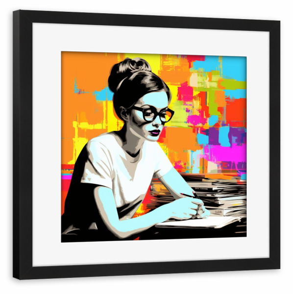 Poster mit Rahmen schwarz "HAUSAUFGABEN-MÄDCHEN" artboxONE - Menschen,Streetart,Für Mama