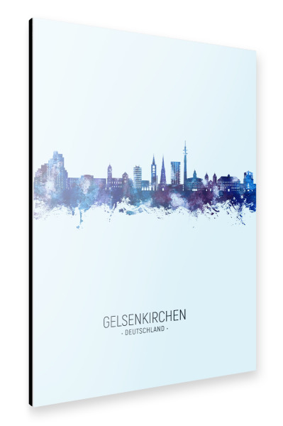 Alu-Dibond "Gelsenkirchener Skyline dunkelblau" 30x20 cm artboxONE