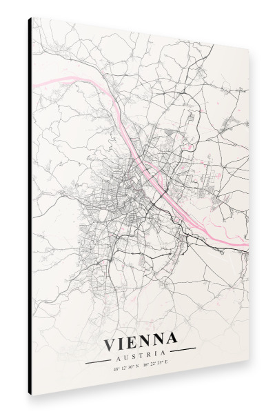 Alu-Dibond "Stadt Wien als Karte" 30x20 cm artboxONE
