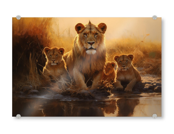 Acrylglasbild "Löwenmutter mit Jungen" artboxONE - Natur,Tiere