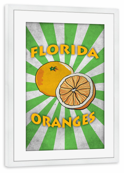 Poster mit Rahmen weiß "Florida Oranges" artboxONE - Reise,Essen & Trinken,Reise / Länder,Essen & Trinken / Obst & Gemüse