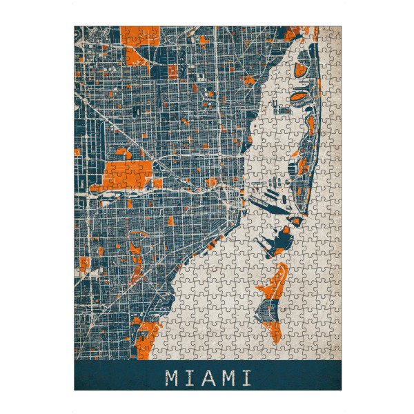 Puzzle Ravensburger "Miami Vintage Map" artboxONE - Städte / Weitere,Kartografie