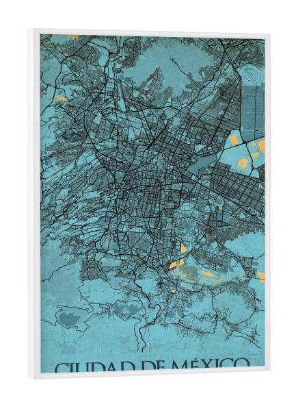 Poster mit weißem Rahmen "Mexiko City Vintage Stadtplan" artboxONE - Städte / Weitere,Kartografie