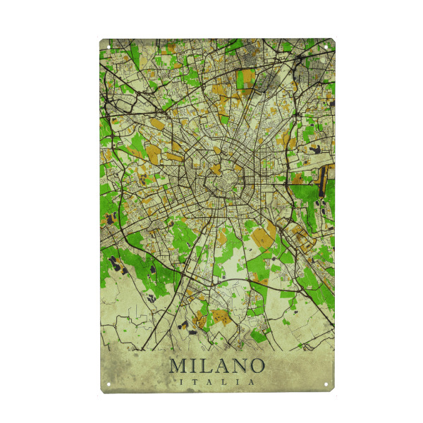 Metall Poster "Mailand Vintage City Map" artboxONE - Städte / Mailand,Kartografie