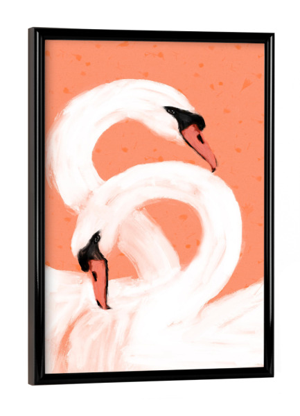 Poster mit schwarzem Rahmen "Liebende Schwäne" artboxONE - Tiere
