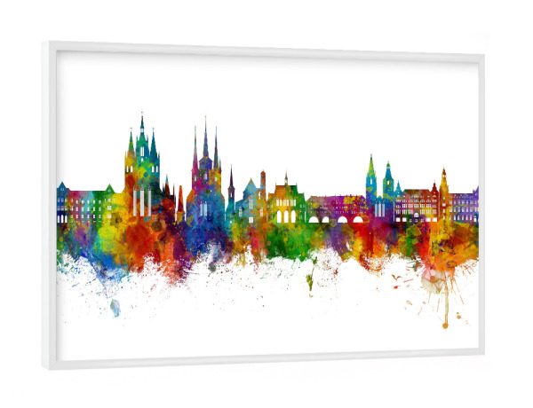 Poster mit weißem Rahmen "Erfurt Deutschland Skyline" artboxONE - Städte