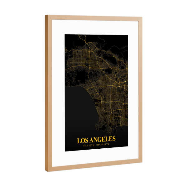 Poster mit Rahmen Kupfer "CityMap von Los Angeles" artboxONE - Städte / Los Angeles,Kartografie