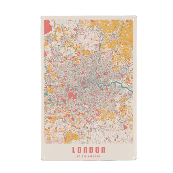 Metall Poster "City Map von London" artboxONE - Städte / London,Kartografie