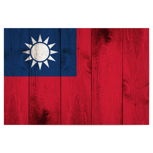 Poster "Taiwan Vintage Flag" artboxONE - Reise,Reise / Asien,Reise / Länder - Taiwan,Tawainesische,Asien,Flagge,Asia,Flag,Vintage,Retro,Holz,Rustikal