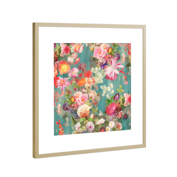 Poster mit Rahmen Gold "Blütenexplosion" artboxONE - Natur,Floral,Abstrakt