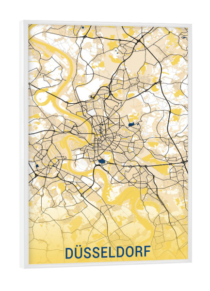 Poster mit weißem Rahmen "Stadt Map Düsseldorf" artboxONE - Städte / Düsseldorf,Kartografie
