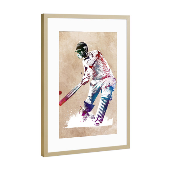 Poster mit Rahmen Gold "Cricket-Sportkunst A" artboxONE - Sport,Sport / Motivation - Cricket,Sport,Spiel,Cricket,Grafik,Illustration