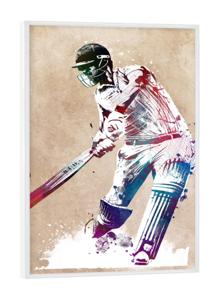 Poster mit weißem Rahmen "Cricket-Sportkunst A" artboxONE - Sport,Sport / Motivation - Cricket,Sport,Spiel,Cricket,Grafik,Illustration