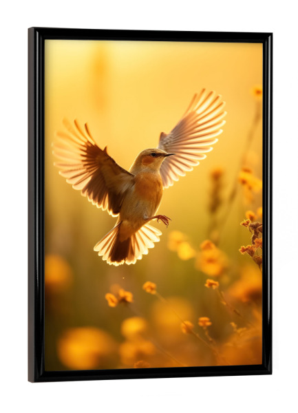 Poster mit schwarzem Rahmen "Flying bird with open wings" artboxONE - Natur,Tiere
