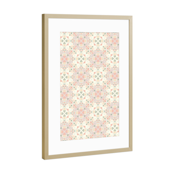 Poster mit Rahmen Gold "Buntglasfliesen" artboxONE - Abstrakt,Geometrie - Fliesen,Wandfliesen,Buntglas,Glas,Jugendstil,Art deco,Küchenfliesen,Tapeten