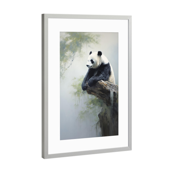 Poster mit Rahmen Silber "Pandabär-Gemälde" artboxONE - Natur - Tier,Kunst,Bambus,Bär,Leinwand,Impressionistisch,Natur,öl,Gemälde,Panda,Tierwelt