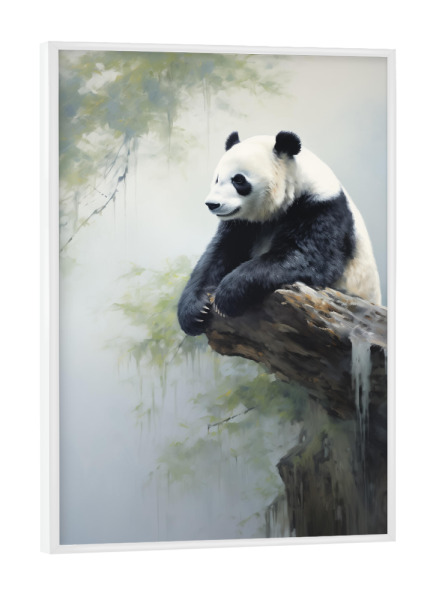 Poster mit weißem Rahmen "Pandabär-Gemälde" artboxONE - Natur - Tier,Kunst,Bambus,Bär,Leinwand,Impressionistisch,Natur,öl,Gemälde,Panda,Tierwelt