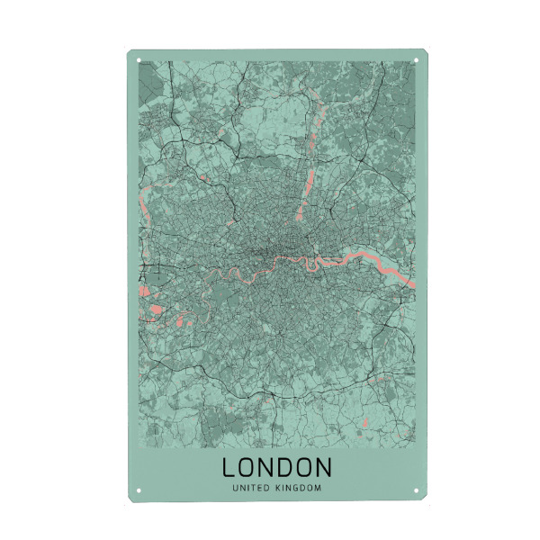 Metall Poster "London Plan Karte" artboxONE - Städte / London,Kartografie