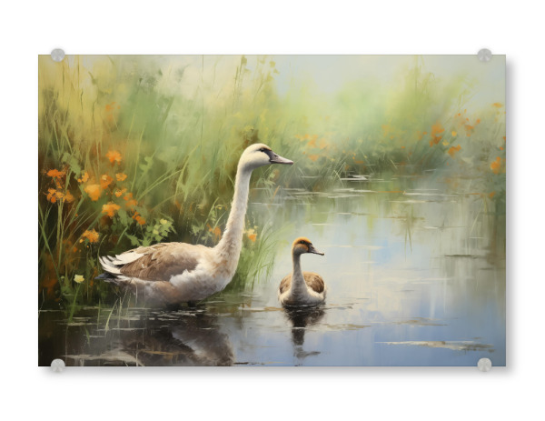 Acrylglasbild "Mutter und Baby-Ente" artboxONE - Natur,Tiere