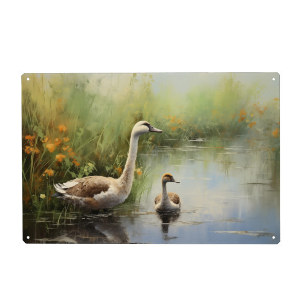 Holzbild "Mutter und Baby-Ente" artboxONE - Natur,Tiere