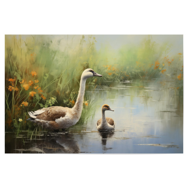 Poster 30x20 cm "Mutter und Baby-Ente" artboxONE - Natur,Tiere