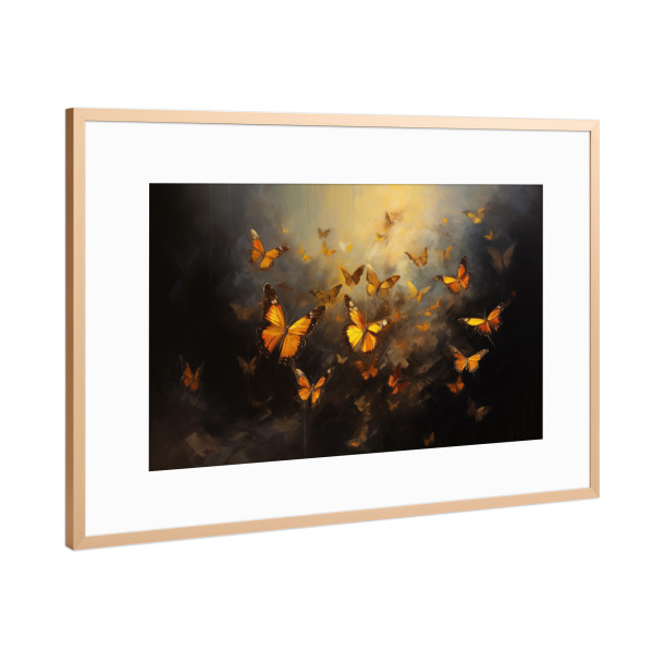 Poster mit Rahmen Kupfer "Schwarm Schmetterlinge" artboxONE - Natur,Tiere