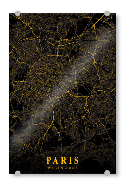 Acrylglasbild "CityMap von Paris" artboxONE - Städte / Paris,Kartografie
