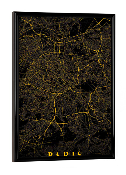 Poster mit schwarzem Rahmen "CityMap von Paris" artboxONE - Städte / Paris,Kartografie
