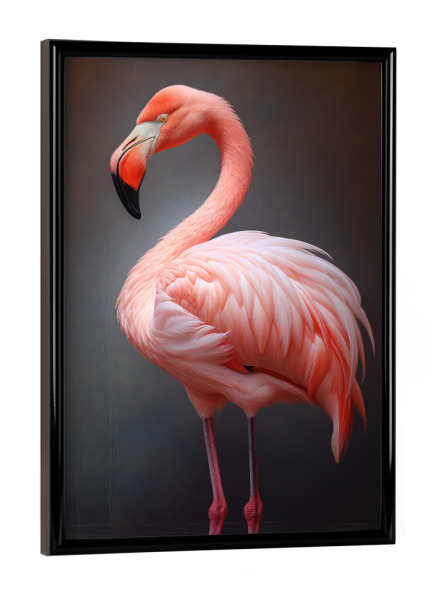 Poster mit schwarzem Rahmen "Gemaltes Flamingo-Porträt" artboxONE - Natur,Tiere