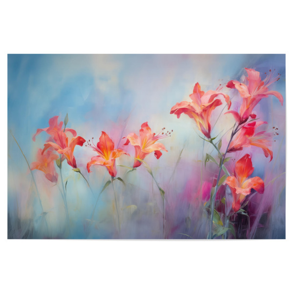 Poster "Gemälde von rosa Lilienblumen" artboxONE - Natur,Floral