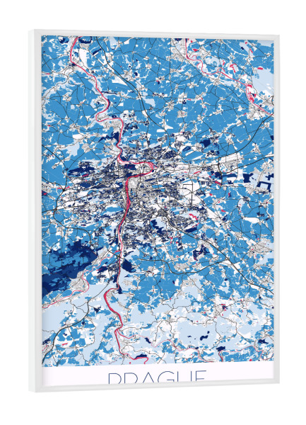 Poster mit weißem Rahmen "Prag als City Map" artboxONE - Städte / Prag,Kartografie